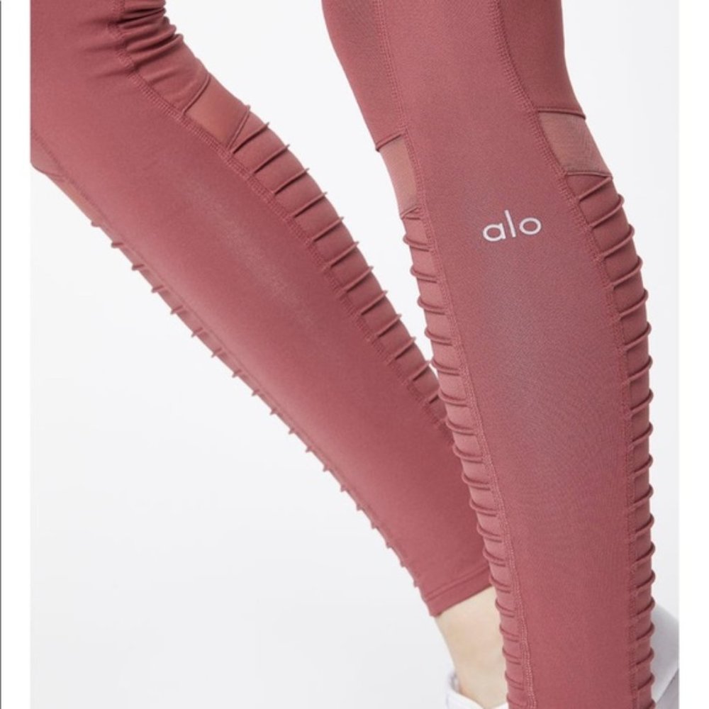NWT Alo Yoga High Rise Moto Leggings in Earth Sz M - Picture 4 of 12